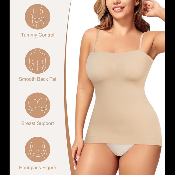 Women’s Strapless Tummy Control Tank Top Shapewear - Picture 3 of 9